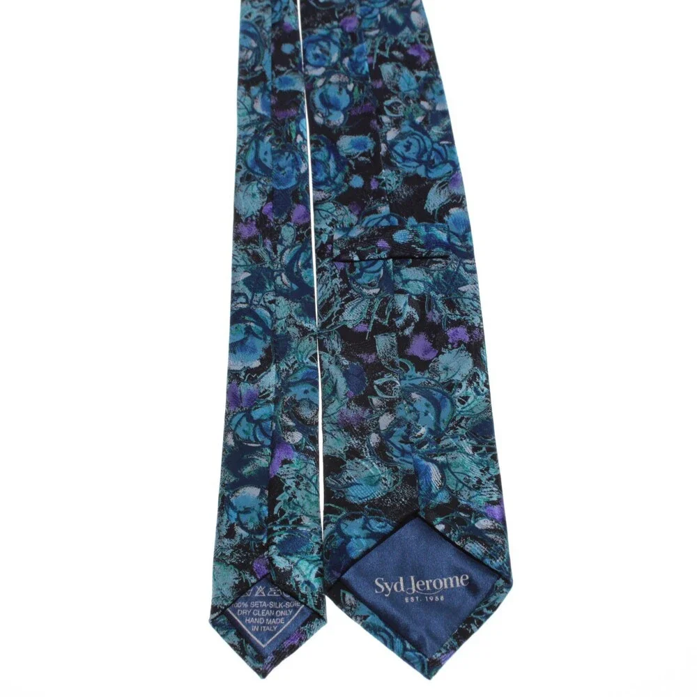 Italo Ferretti For Syd Jerome NWOT Neck Tie Blue Floral 100% Silk Made in Italy